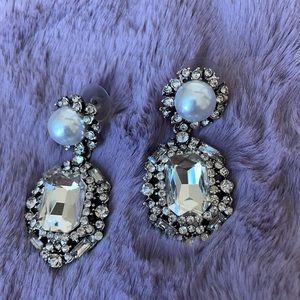 2/$10 Costume Bling Pearl Rhinestone Earrings
